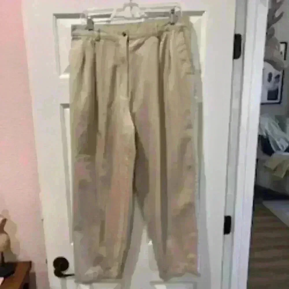 LL Bean Khaki Twill Trousers, Size 16P - Picture 1 of 7